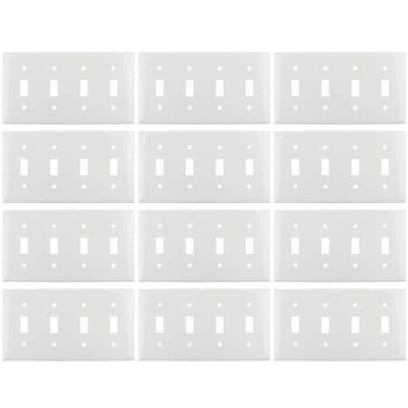 Sunlite 4-Gang Toggle Switch Plate Plastic, Matching Screws Included, UL Listed, White, 12 Count, 12PK 40891-NS